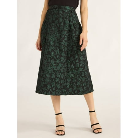 Scoop Women's and Women's Plus Jacquard Midi Skirt, Sizes XS-4X