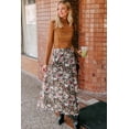 thumbnail image 6 of Women's Brown Floral Print High Waist Maxi Skirt - Elegant Flowy Design - [ZhiHiMeRi] | (US 12-14)L, 6 of 6