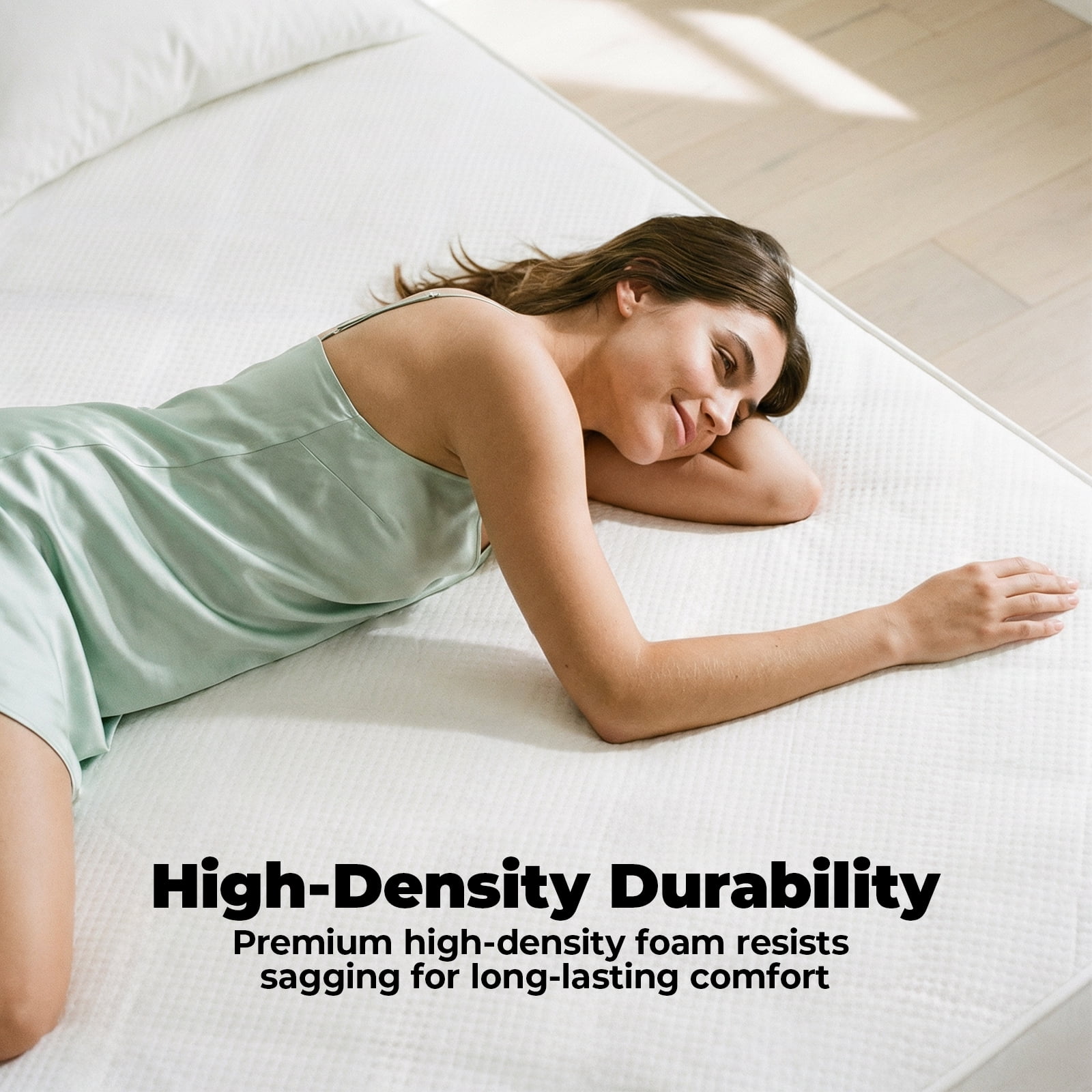Alvantor Gel Memory Foam Mattress Topper, 2/3/4 Inch Detachable Soft Cover, White
