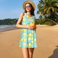thumbnail image 3 of Fotbe Yellow Lemon Vestido de Verano sin Mangas para Mujer – Vestido Midi Línea A, Estilo Camiseta Floral, Vestido Playero Casual y Fluido, 3 of 7