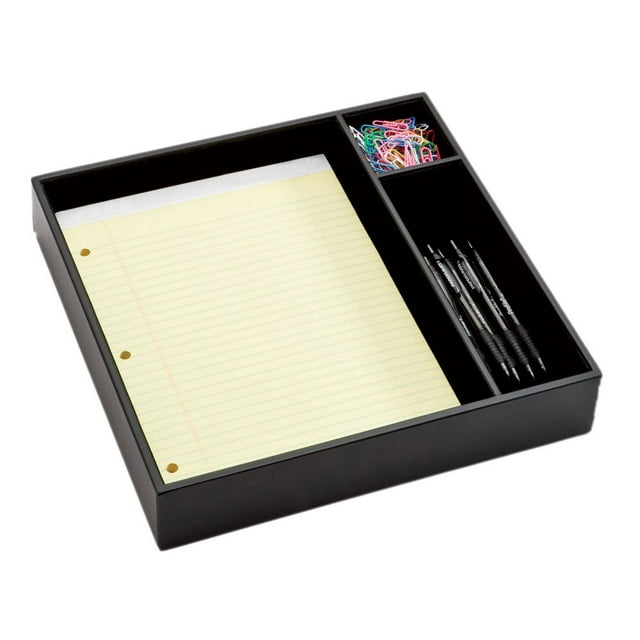 Dacasso Organizador De Sala De Conferencias De Cuero Clásico - 8 X Bloc De Notas - 3 Compartimentos - 2.4"" Alto X 12.5"" Ancho 12.8"" Largo - Escritorio - Negro - Cuero - 1 Solamente