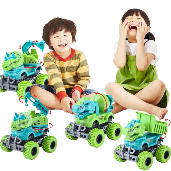 Esaierr Kids Baby Dinosaur Deformation Car Toys Excavator Collision Bounce Boys Toys Toddlers Inertia Engineering Vehicle Deformation Dinosaur Toy Car