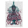 thumbnail image 2 of Fab Funky 15x18 White Modern Wood Framed Museum Art Print Titled - Pink Octopus in Cage, 2 of 4