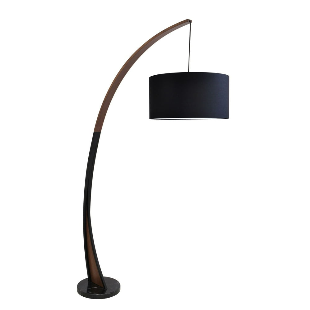 Noah MidCentury Modern Floor Lamp with Walnut Wood Frame and Marble