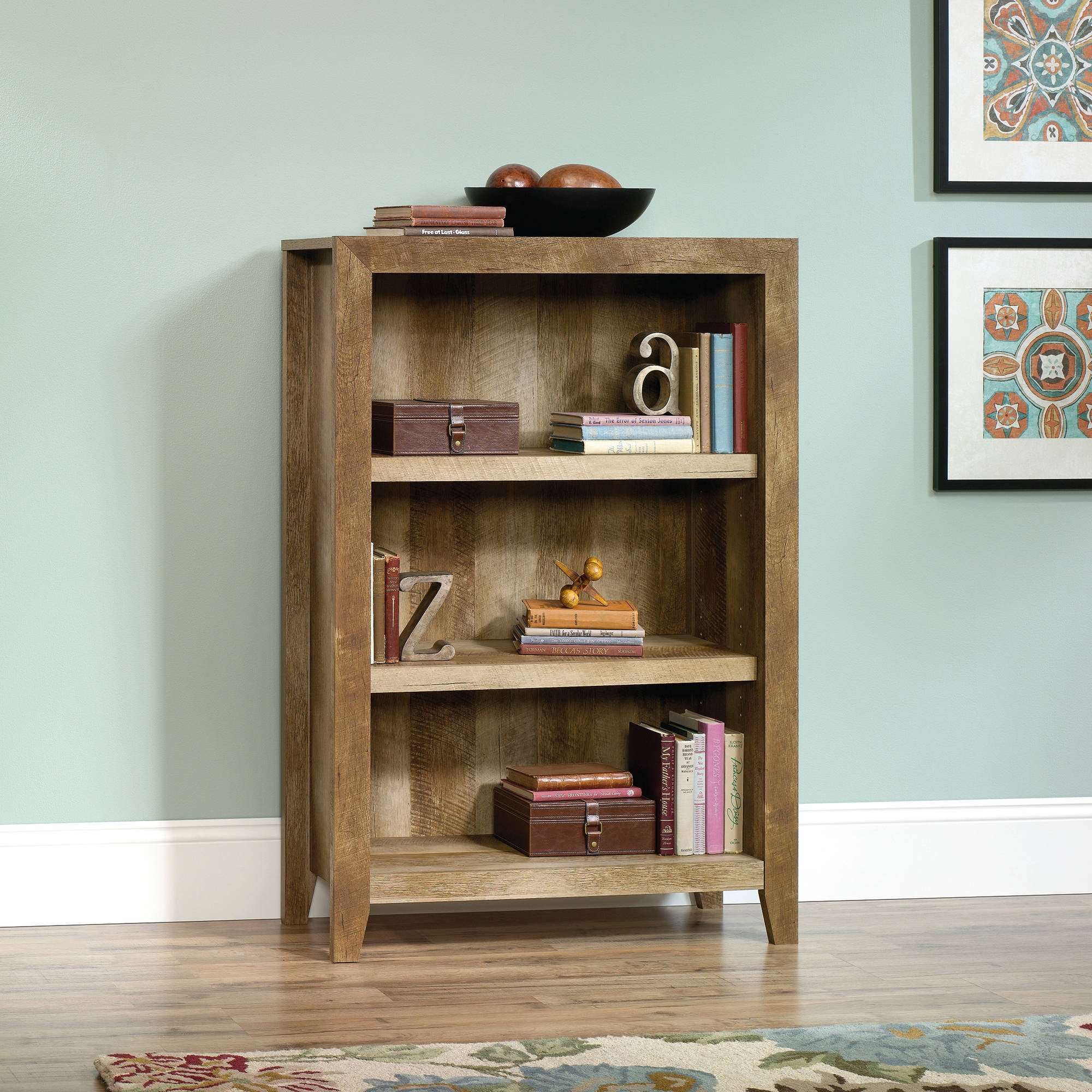 Sauder Dakota Pass 3 Shelf Bookcase Craftsman Oak Finish Com