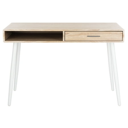 UPC: 0889048734838 | SAFAVIEH Jorja Contemporary Brown/White 1-Drawer Writing Desk (43.3 in. W x 19.7 in. D x 29.7 in. H)