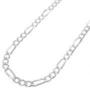 Genuine Solid Sterling Silver 4MM Figaro Link .925 ITProLux Necklace Chains 16" - 30", Silver Necklace for Men & Women, Made In Italy, Capital Jewelry