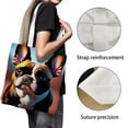 thumbnail image 3 of French Bulldog Bolso de tela con estampado de lienzo para mujer, bolsa de compras reutilizable y estética, con cremallera interior, regalo para mujer,38*45cm., 3 of 6