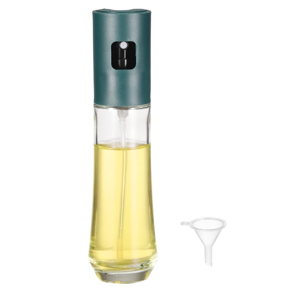 Oil Sprayer for Cooking, 6.7oz(200ml) Olive Oil Sprayer Mister Bottle, Glass Oil Dispenser with Brush (Conical, Silver)