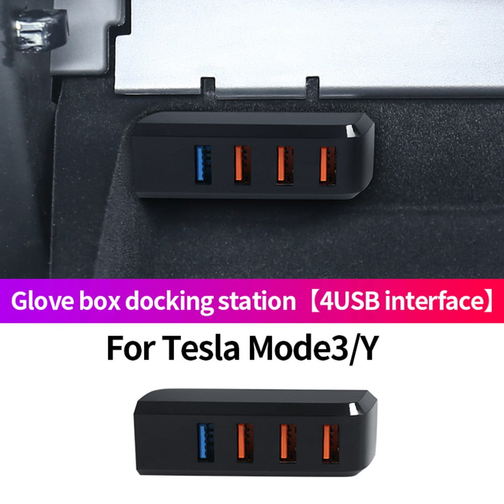 GLFILL Car Glove Box Usb Docking Station Port for Tesla Model 3/Y 2021