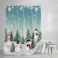thumbnail image 3 of Shower Curtains for Bathroom, Aurora Christmas Snowman Waterproof Fabric Shower Curtain, Xmas Snowflake Tree Winter Decorative Bathroom Curtain for Bathtub, 72"x72", No Hooks Included, 3 of 9
