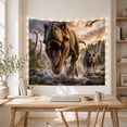 thumbnail image 5 of T-Rex Roaring in a Prehistoric River with Brachiosaurs, Energetic Illustration for Dinosaur Fans, Ancient Wildlife Art Halloween Gift Tapestry Wall Hanging for Bedroom and Living Room, 5 of 7