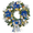 Blue, variant on JoanKaren 24in Lighted Pre-Lit Christmas Wreaths with Timer,20 Light Flower Bowknot Pine Cones Balls Candy for Front Door Wall Decor,Gold&White
