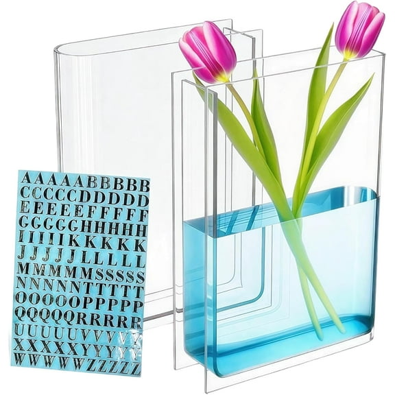 Acrylic Book-Shaped Vases, Set of 2