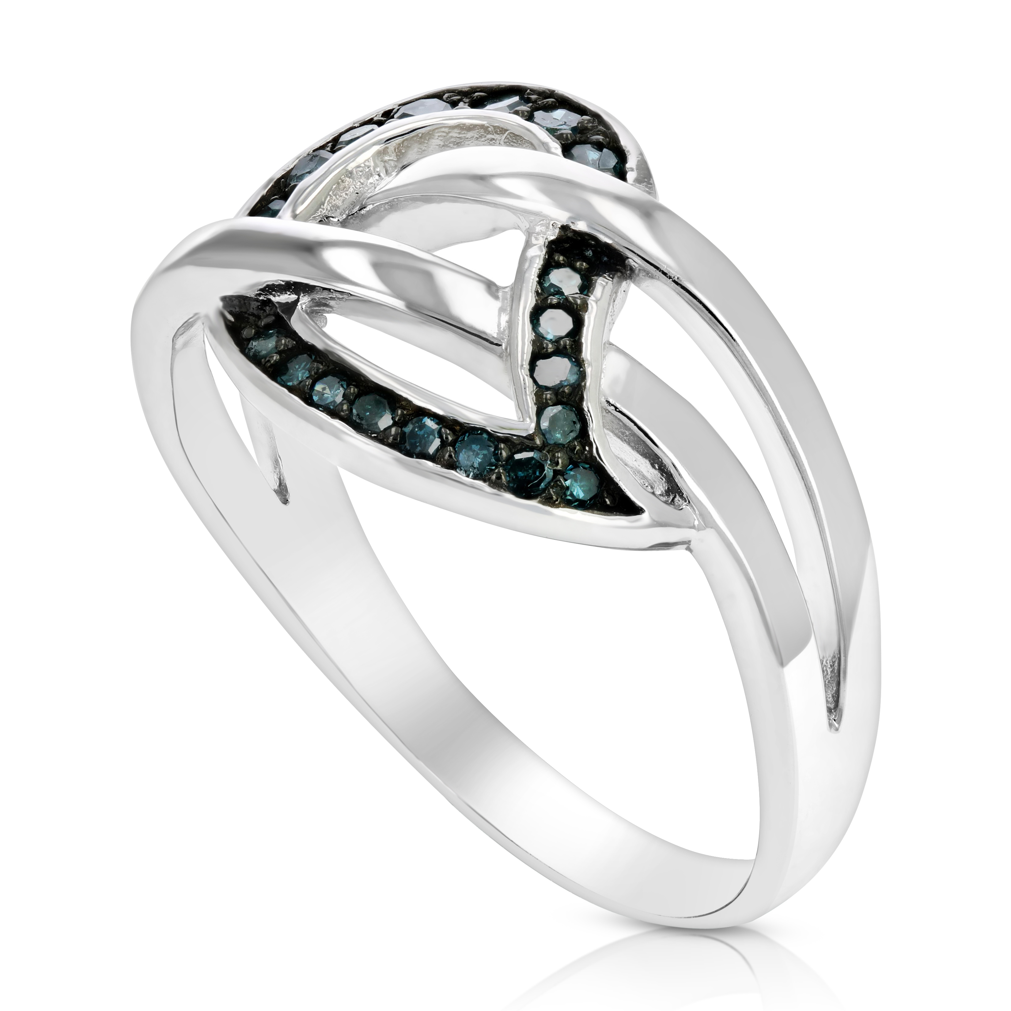 Vir Jewels 1/5 CTTW Blue Diamond Leaf Ring .925 Sterling Silver with Rhodium Plating Size 7