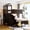 Espresso, variant on White Stairway Twin Over Full House Bunk Bed with Two Shelves and Seven Drawers