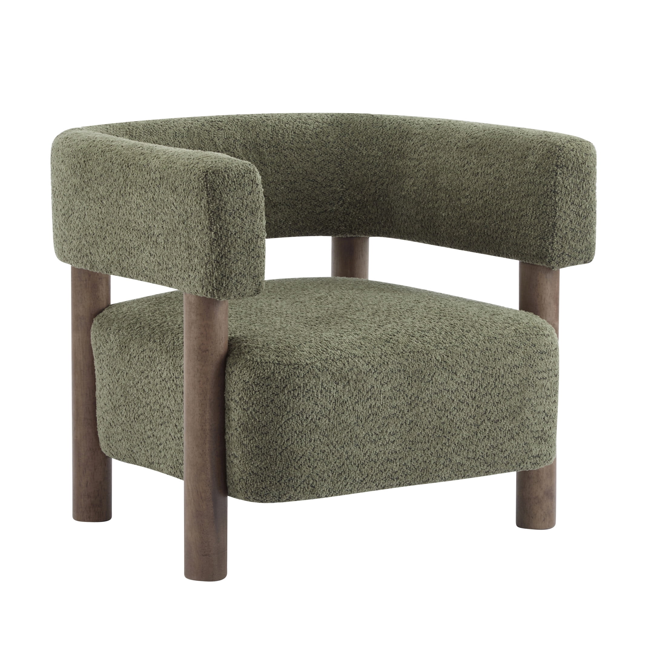 Christopher Knight Home Modern Boucle Upholstered Accent Chair, Lounge Chair with Solid Wood Legs, Green