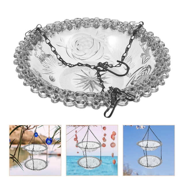SOPOTUTU Weather Resistant Hanging Bird Feeder and Bath for Porch Garden with Removable Design