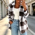 thumbnail image 7 of cocolona Womens Classic Plaid Jacket Fleece Lined Long Sleeve Lapel Overcoat Fall Winter Warm Trendy Outerwear, 7 of 7