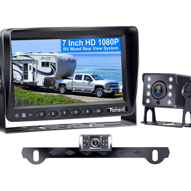 teleurstellen kalmeren Traditie RV Backup Camera Wired HD 1080P 7 Inch Monitor System Infrared Night Vision  Car License Plate Rear View Back Up Dual Cam Kit Waterproof for Truck  Travel Trailer - Walmart.com