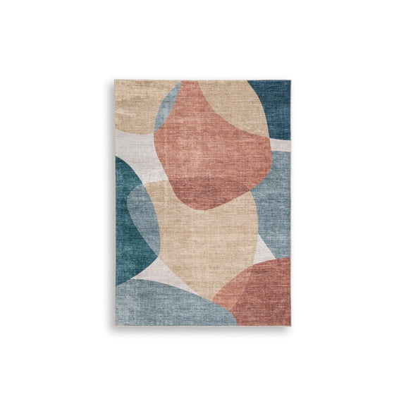 Signature Design by Ashley Chanleigh 5' x 7' Washable Area Rug, Multicolor Modern Abstract Faux Fur Rug