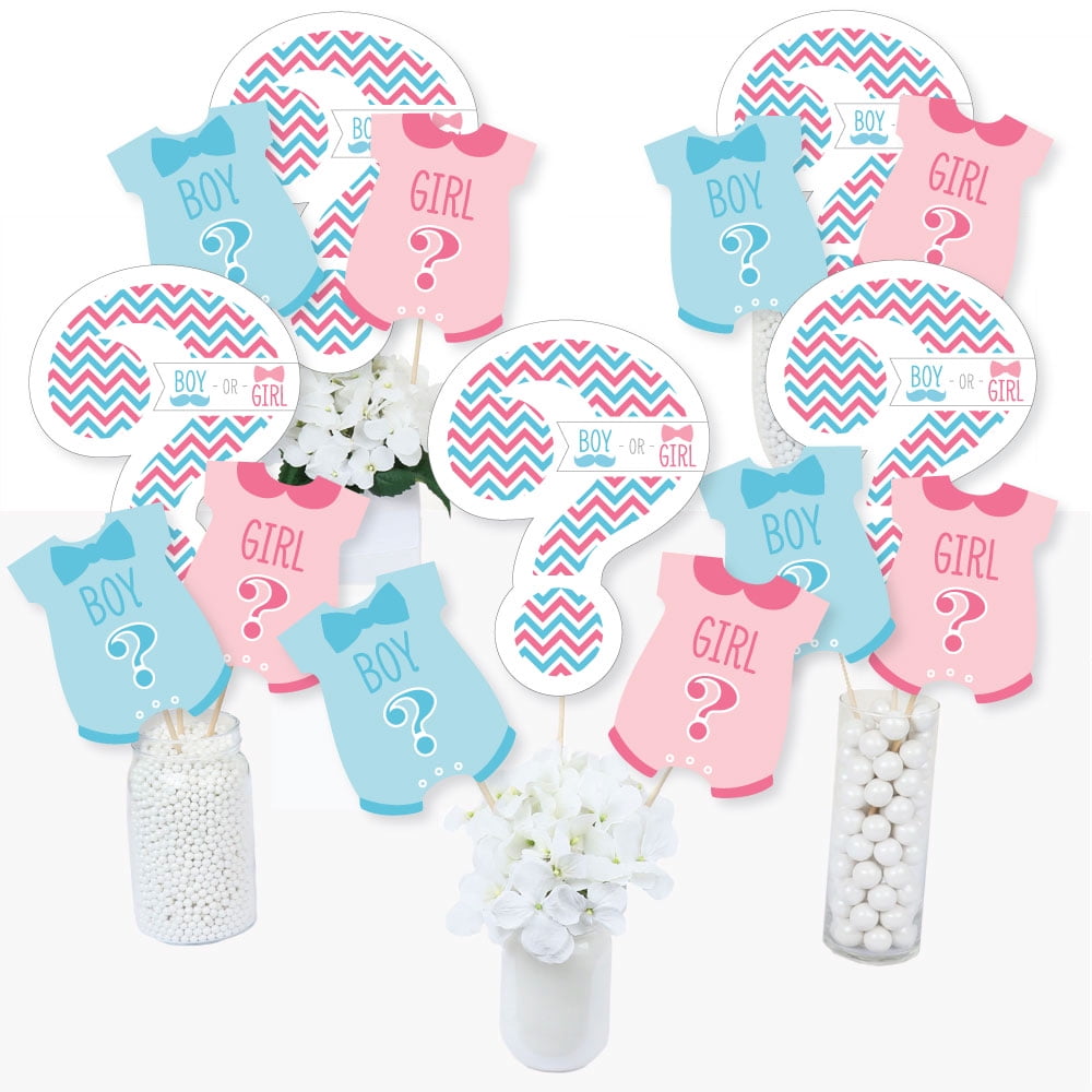 Chevron Gender Reveal - Gender Reveal Party Centerpiece Sticks - Table Toppers - Set of 15