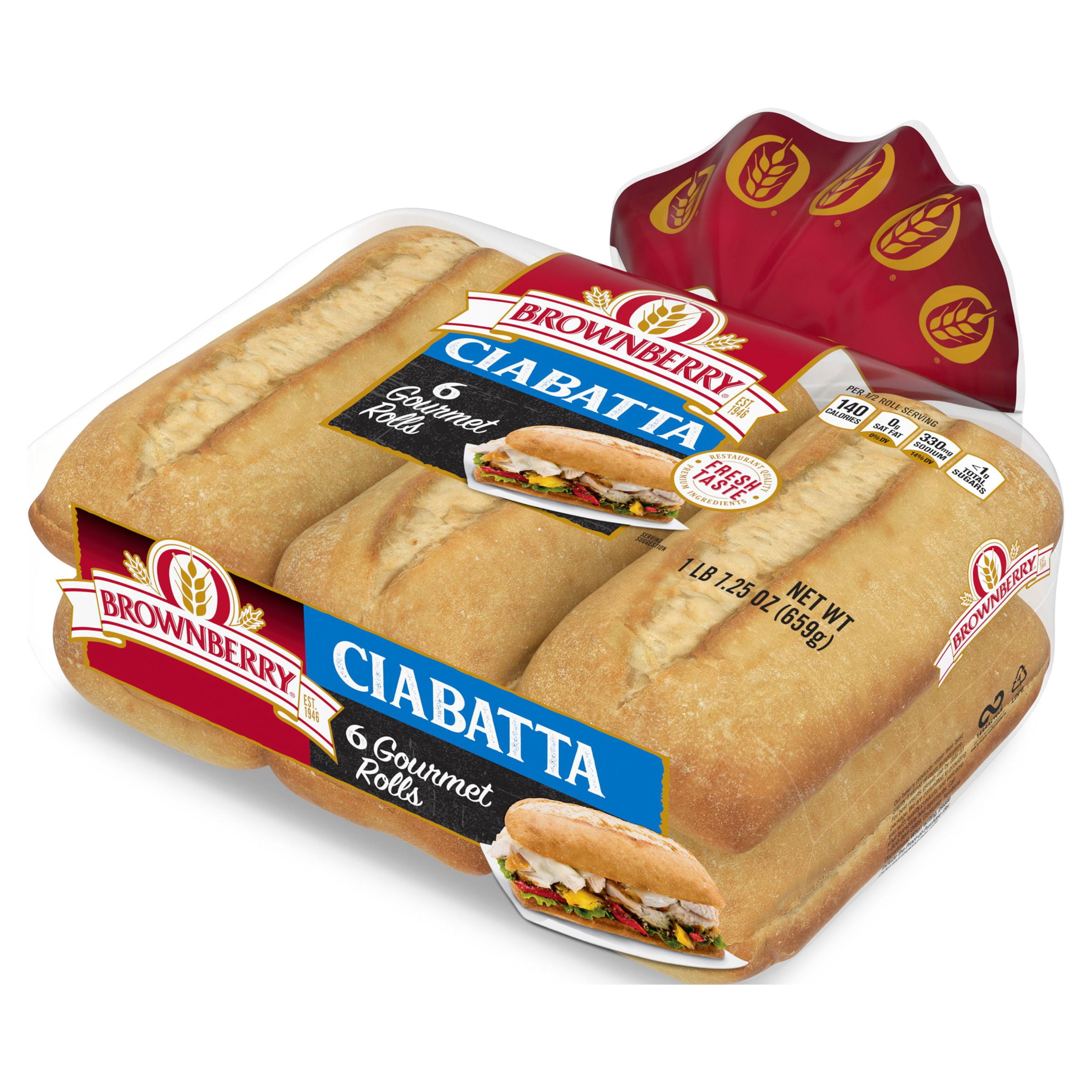 Brownberry Ciabatta Gourmet Buns, 6 count, 23 oz