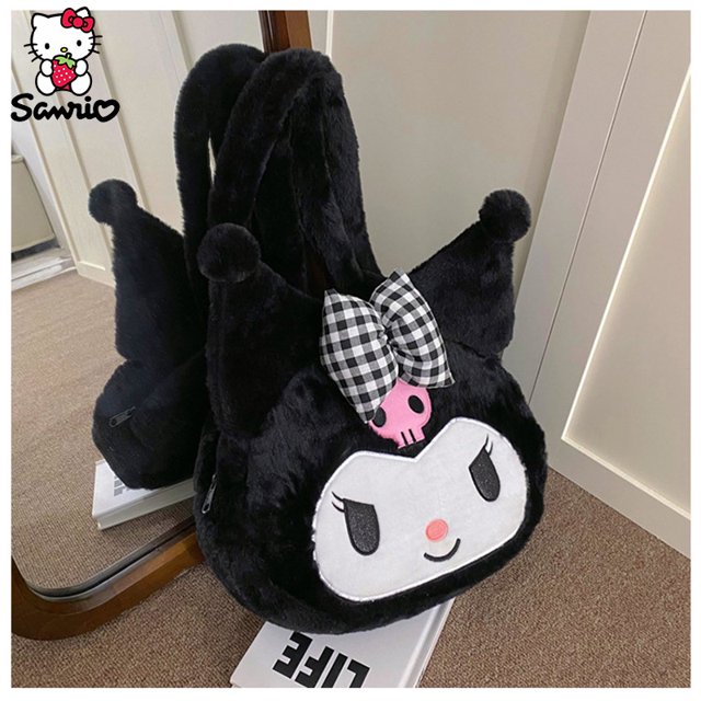 Bolso de hombro Kawaii Sanrio para mujer, bolsa de felpa con dibujos animados Kuromi, Cinnamoroll, My Melody, bolsa de maquillaje, regalos2079