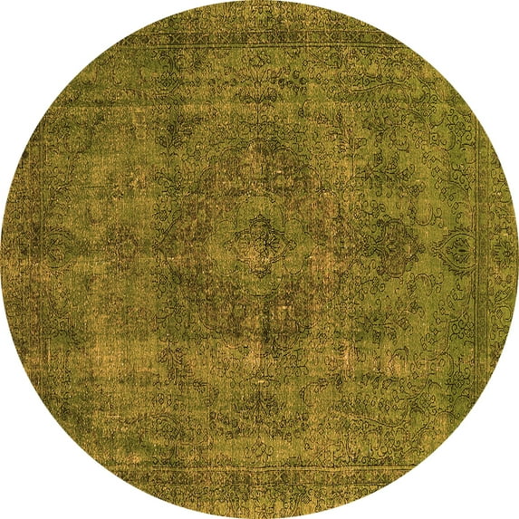 Ahgly Company Indoor Round Oriental Orange Industrial Area Rugs, 6' Round