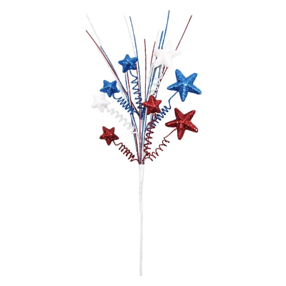 1 Pcs Artificial Berry Picks Stems,Glitter Star Centerpiece Stems,Independence Day Artificial Berry Star Picks,4Th Of July Faux Berry Branch Sticks,for Home Vase Table Centerpiece Decor,Blue