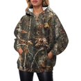 thumbnail image 2 of Blouses for Women Casual Fall Loose Fit Hooded Long Sleeve Kimono Drop Shoulder Drawstring Floral Leisure Cotton Hoodies (Coffee,XL), 2 of 4