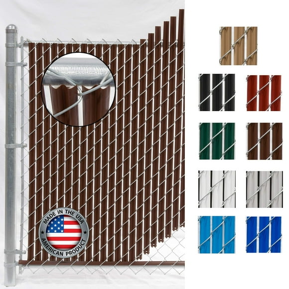 FenceSource Wave Slat (9 Colors) Single Wall Bottom Locking Privacy Slat for 4', 5', 6', 7' and 8' Chain Link Fence (4 ft, Brown)