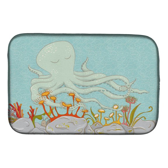Octopus Underwater Scene Dish Drying Mat