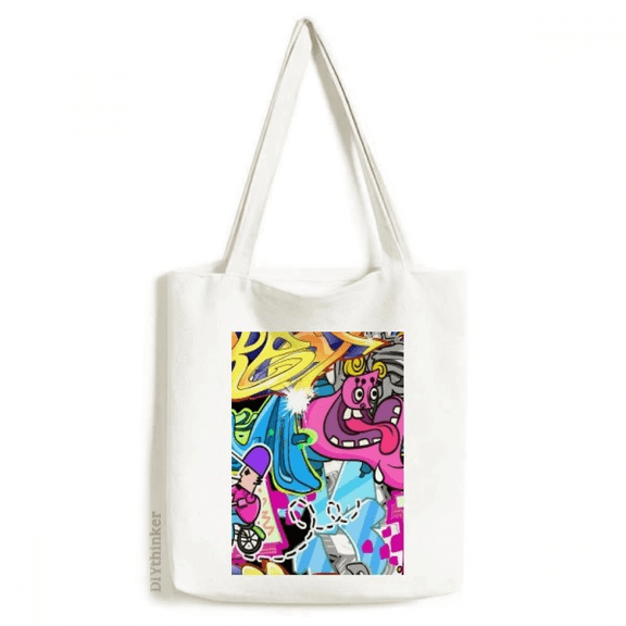 Graffiti Street Culture Colorful Monster Tote Canvas Bag Shopping Satchel Casual Handbag
