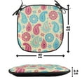 thumbnail image 4 of Paisley Chair Seating Cushion Set of 12, Retro Style Patterns and Flowers in Design Detailed Print, Seat Pads for Office with Anti-slip Backing, 16"x16", Turquoise Pink Cream, by Ambesonne, 4 of 7