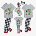 thumbnail image 3 of Pijamas familiares a juego de Navidad Conjuntos de pijamas grises de dinosaurio de Papá Noel de verano de Navidad, 3 of 4