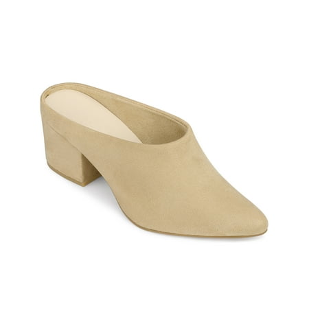 

Perphy Women s Sandals Chunky Heels Pointed Toe Slip on Slide Mules