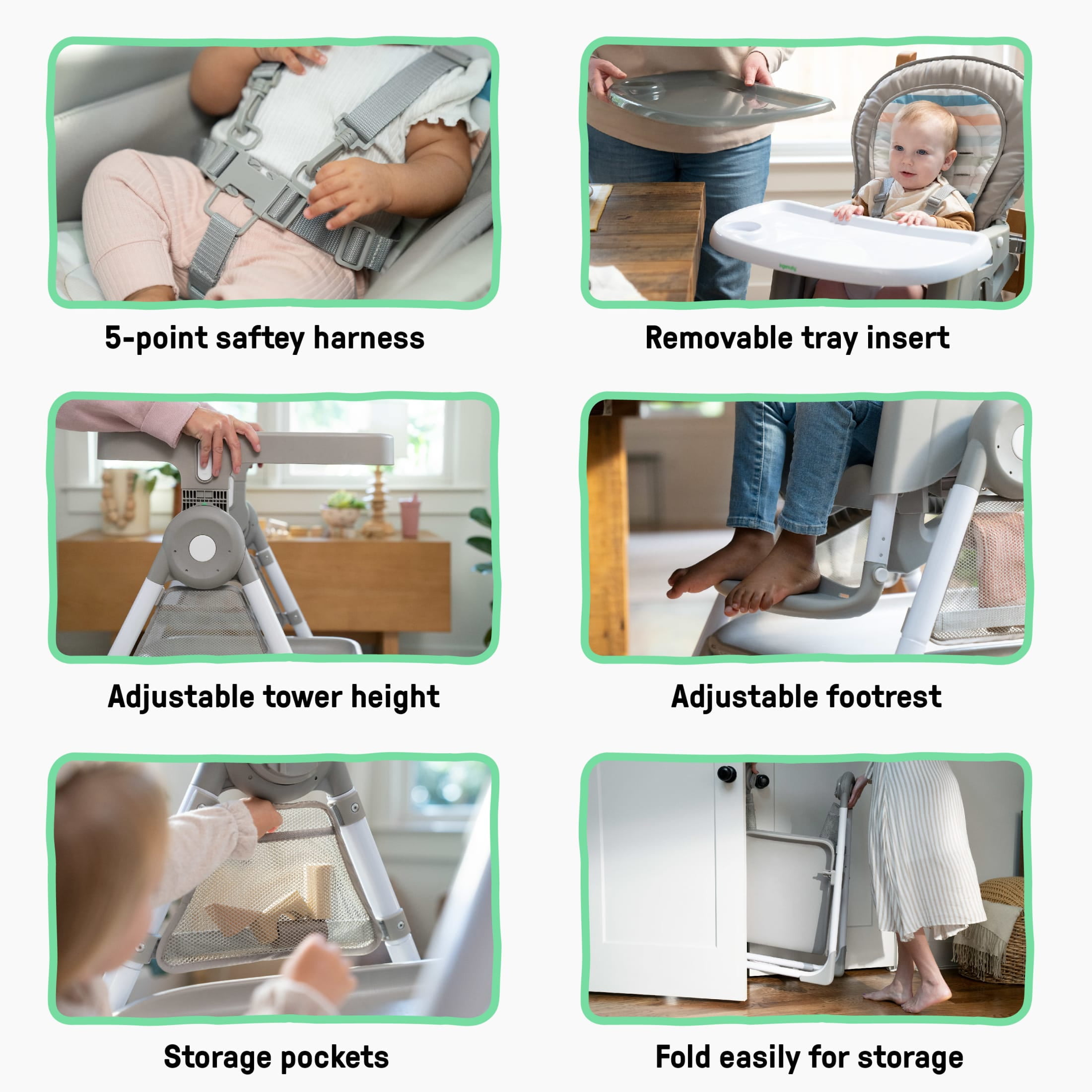 Ingenuity Proper Positioner Create Up! Multi-Mode Folding High Chair - Covertible Activity Desk and Tower, 9 Modes of Use, Soulful Skies, Ages 0 Months to 5 Years
