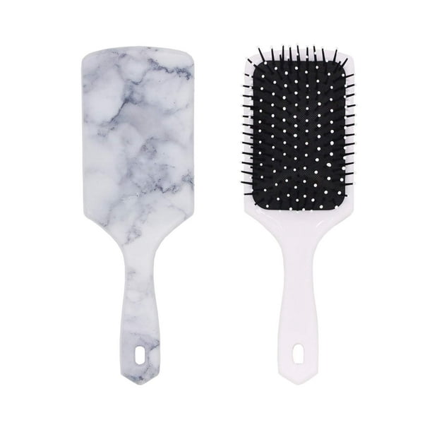 Marble Hair Brush, Paddle Brush with Soft Ball Tip Nylon Bristle & Air  Cushion Plastic Comb No Knot Anti Static for Man Women Curly Wet Frizzy  Thick Fine Coarse Hair Massage Volume, -