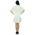 thumbnail image 2 of Bimba Womens Cotton Kaftan Short Caftan Sheer Lace Front Beach Coverup, 2 of 9
