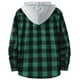thumbnail image 3 of Chaqueta tipo camisa de franela con capucha ZITY para hombre, negra y verde, talla L, 3 of 6