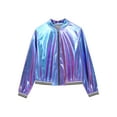 thumbnail image 5 of inlzdz Mens Shiny Metallic Bomber Jackets Zip Up Outerwear for Disco Party Blue XXL, 5 of 7