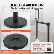 KFFKFF Queue Management Posts, Set of 6 Crowd Management Barriers, Carbon Steel with Baked Paint Finish, Stanchion Post Featuring Sign Holder & Trio of 6.5FT Extendable Straps, Line Separator