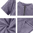 thumbnail image 6 of GrmtClth Men's Denim Shirts Distressed Washed Short Sleeve T-Shirts Casual Henley Tops Trend Quarter Zip Blouse Light Purple M, 6 of 8