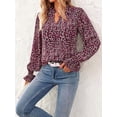 thumbnail image 6 of FreshPretty Womens V Neck Long Sleeve Tops Summer Casual Loose Puff Sleeve Chiffon Boho Work Blouse Dressy T Shirts, 6 of 7