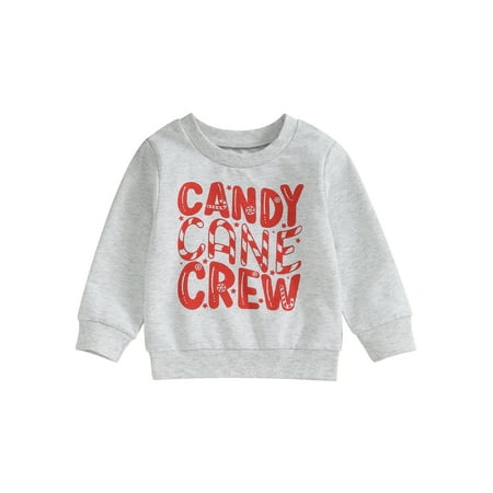 

Canis Long Sleeve Candy Cane Print Pullover Tops for Baby Christmas Attire
