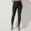 thumbnail image 7 of REORIAFEE Front Slit Leggings for Women High Waisted Scrunch Butt Athletic Leggings Solid Print Yoga Pants No See Through Exercise Pants for Running Workout Elastic Tights Black S, 7 of 7