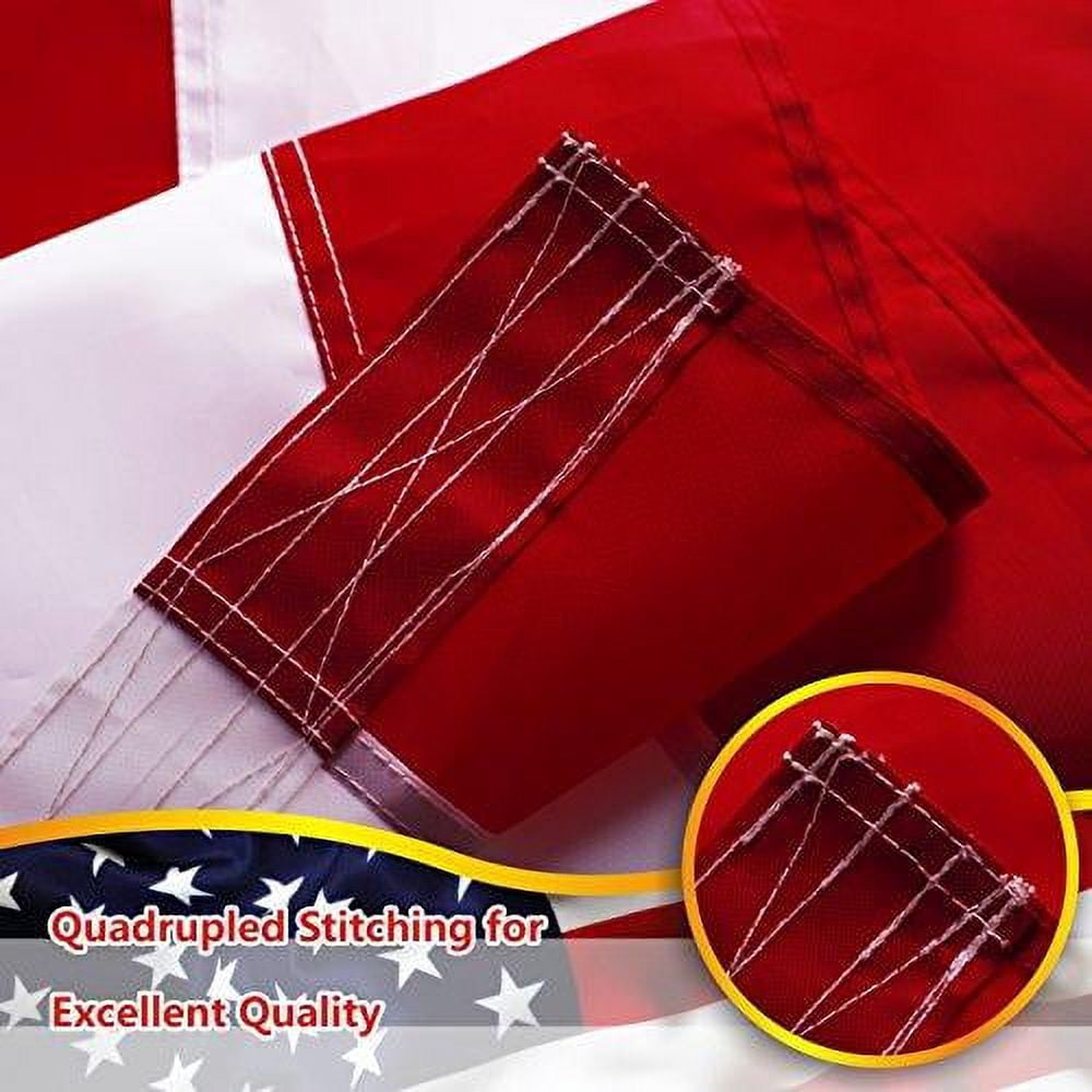 G128 - 8x12 feet American Flag | Embroidered 210D - Embroidered Stars, Sewn Stripes, Brass Grommets, Indoor/Outdoor, Vibrant Colors, Quality Polyester, US USA Flag