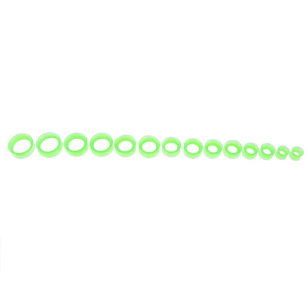 7 pares de tapones para los oídos, aros de acrílico, túneles para los oídos de silicona, Verde Hugo Oíjes de silicona enchufes medidores