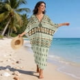 thumbnail image 3 of Xoenoiee Abstract Geometry Polka Dots Striped Pattern Women Kaftan Dresses Plus Size Swimsuit Coverup 2026 Summer Batwing Sleeve Bathing Suit V Neck Caftan Loungewear Beach Dress, 3 of 7